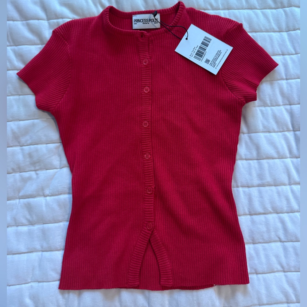 Princess Polly Vibrant Red Ribbed Knit Top